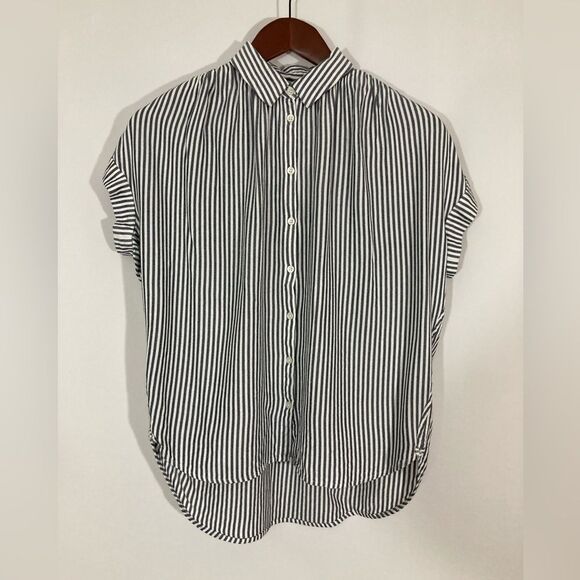 Madewell Central Shirt Women’s XXS Black White Gabriel Stripe Preppy Button-Up - Picture 2 of 9